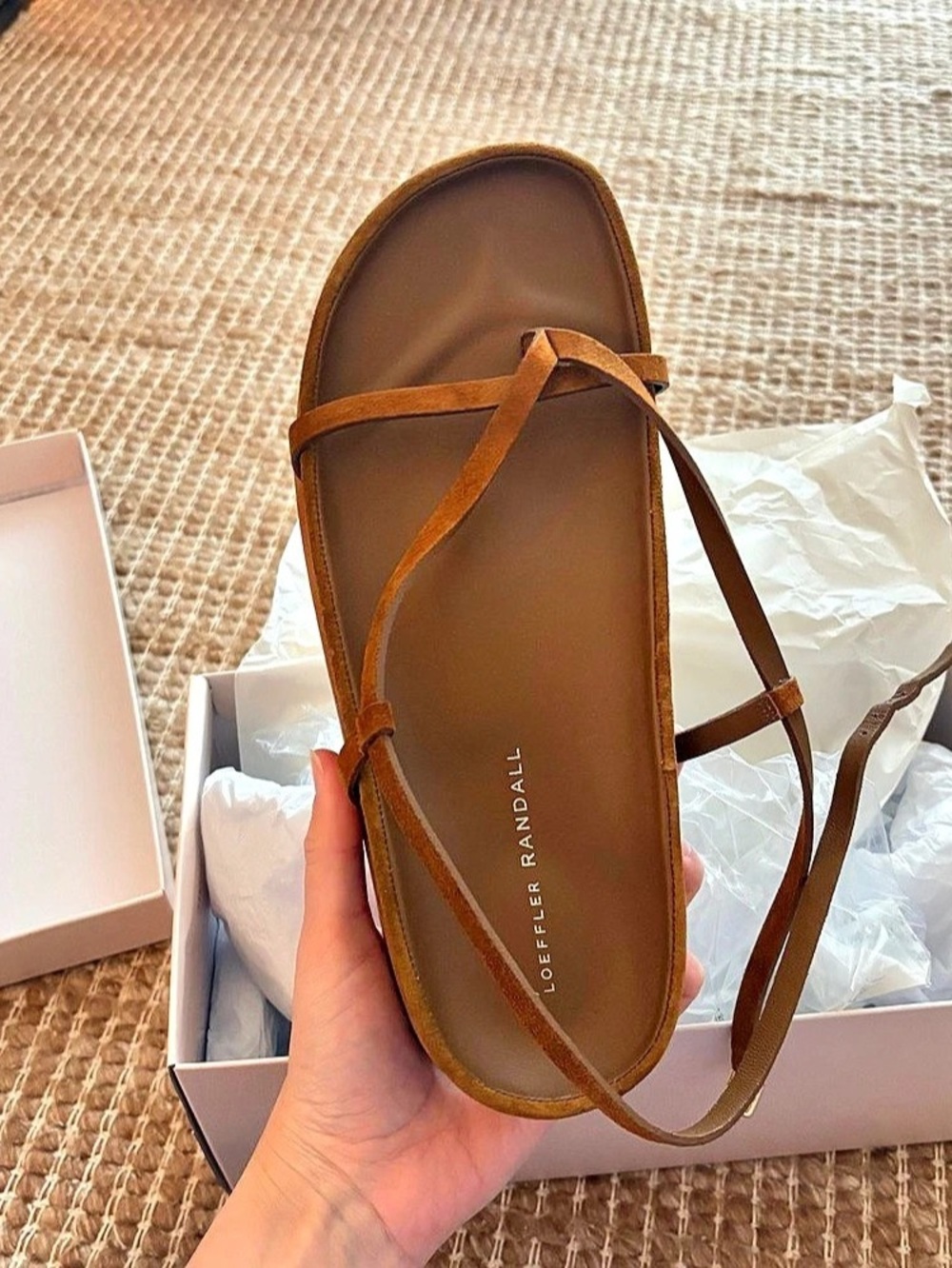 Loeffler Randall Sonny Brown Suede Sandal in Cacao US 9